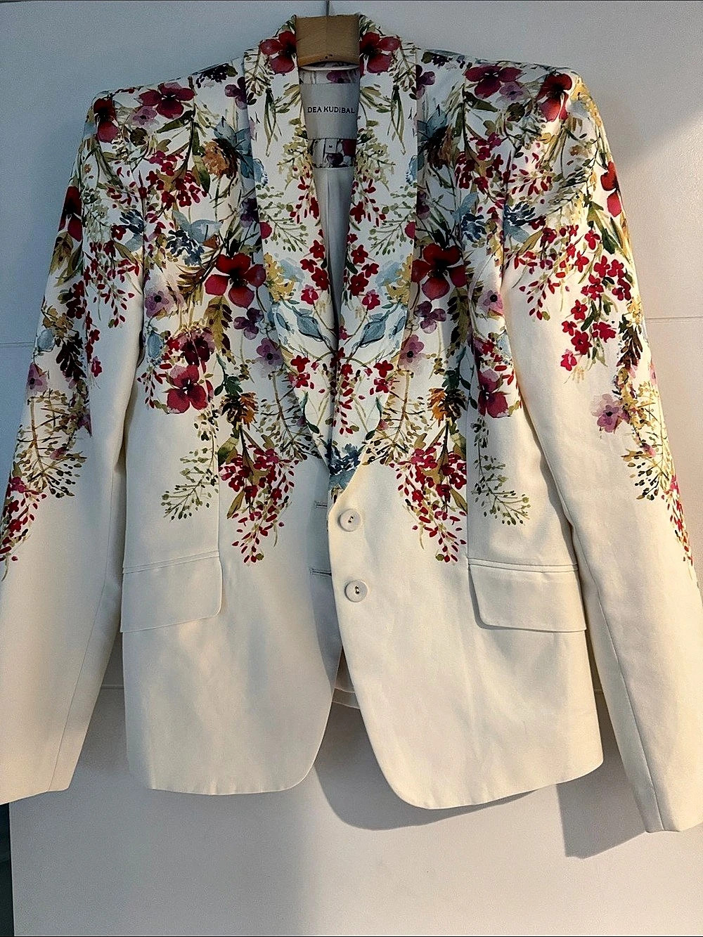 Dea Kudibal Floral Blazer in White & Multicolor Size Medium